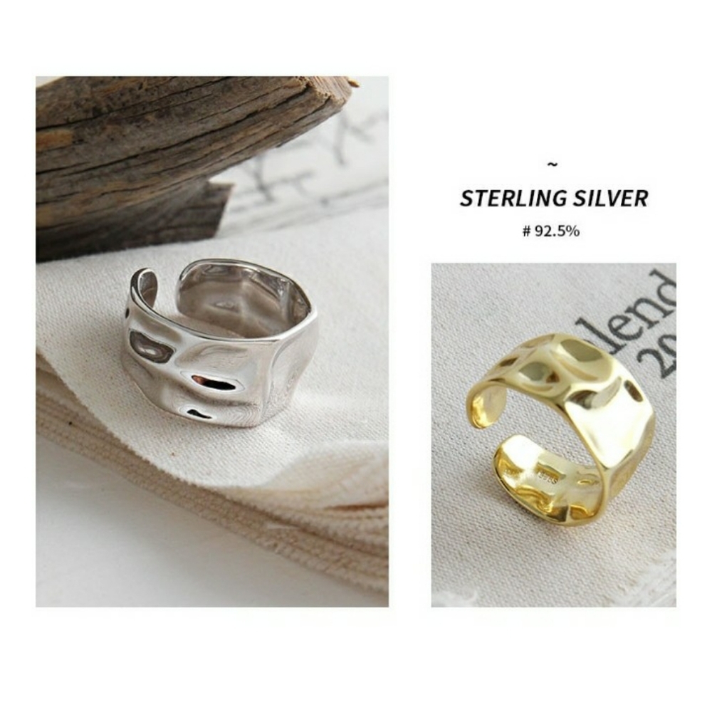 NEW Wide Hammered Gold-Plated Adujstable Band Ring - Picture 10 of 12